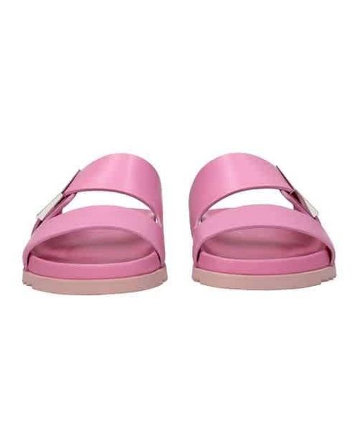 Burberry Pink Olympia Leather Clogs