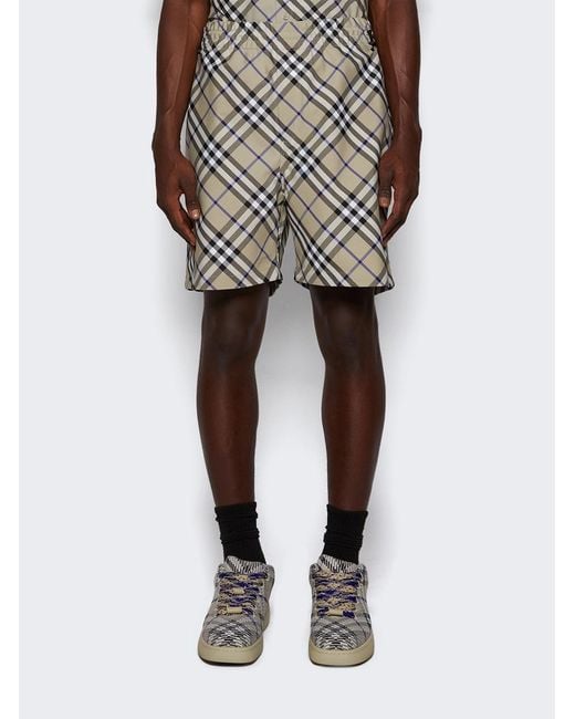 Burberry Gray Ekd Embroidered Check Shorts for men