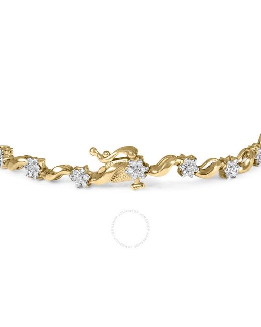 Haus of Brilliance Metallic 10k Gold 1.00 Cttw Round-cut Diamond Floral S-link 7.50" Bracelet