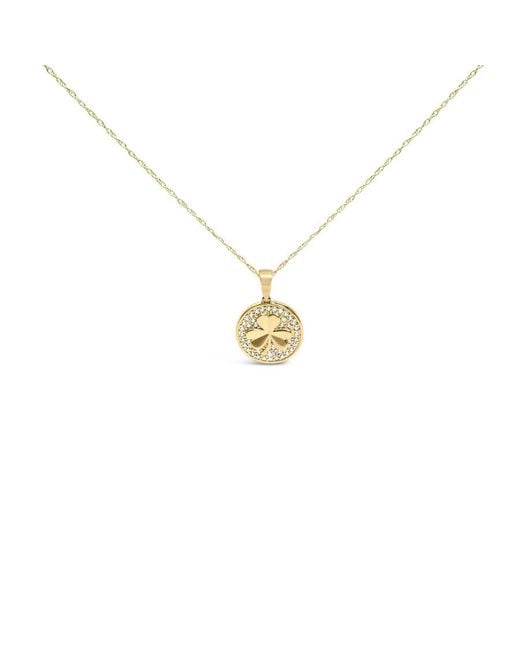 Haus of Brilliance Metallic 10K 3 Leaf Clover 1/6 Cttw Diamond Pendant Necklace for men