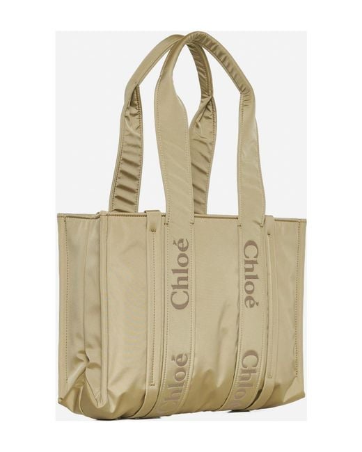Chloé Natural Woody Logo Medium Tote Bag for men