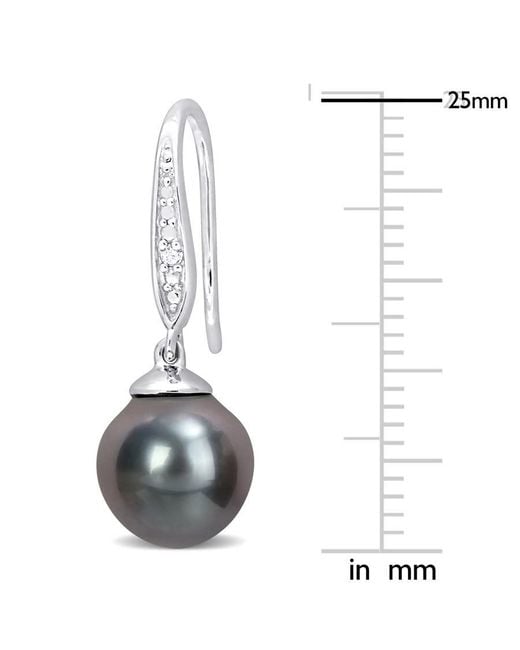 Amour Metallic 8-9Mm Tahitian Cultured Pearl And Diamond Accent Shepherd Hook Earrings for men