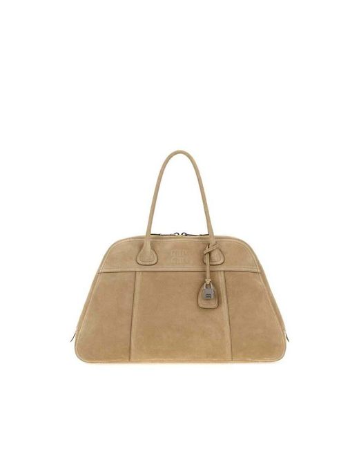 Miu Miu Natural Suede Vivant Shopping Bag Ecru' Borse A Mano