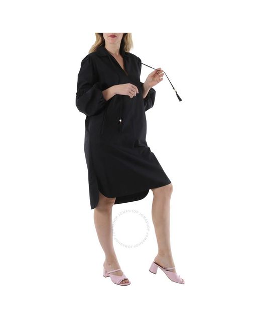 Max Mara Black Fedora Poplin Full-sleeve Tunic Dress