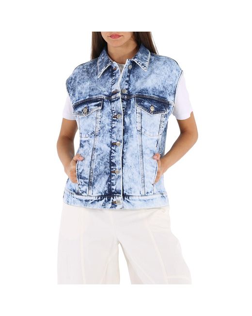 Stella McCartney Blue Ladies Vintage Washed Denim Vest, Brand Size 42 (Us