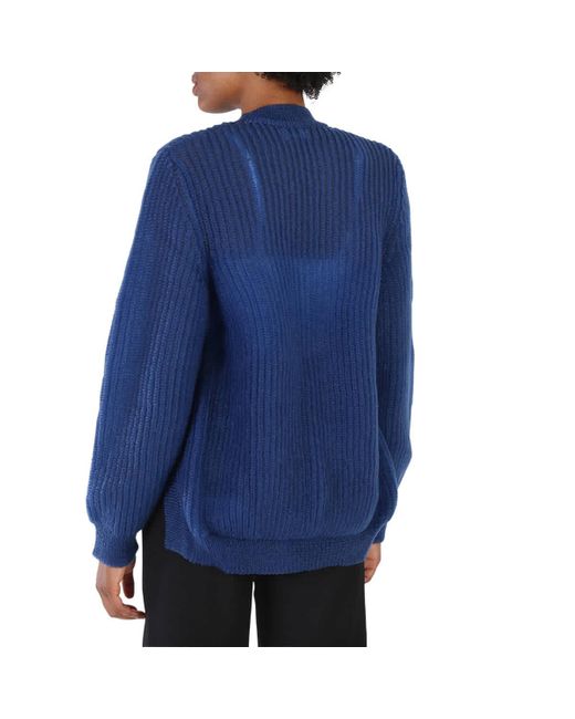 Burberry Blue Cut-out Knit Technical Reconstructed Sweater