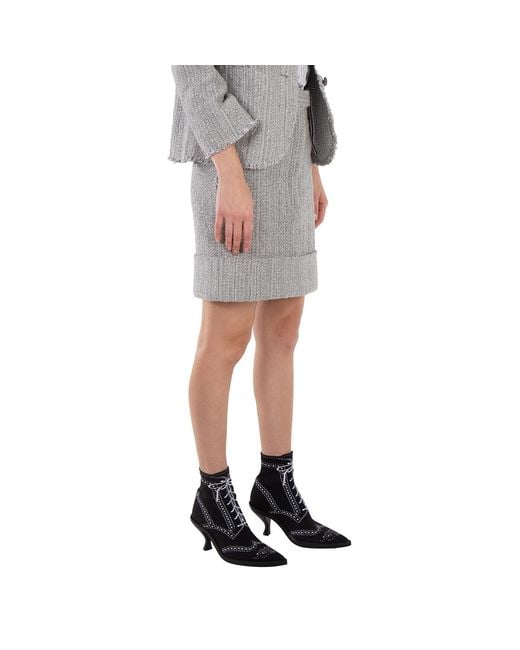 Thom Browne Gray High-Waist Tweed Fray Mini Skirt