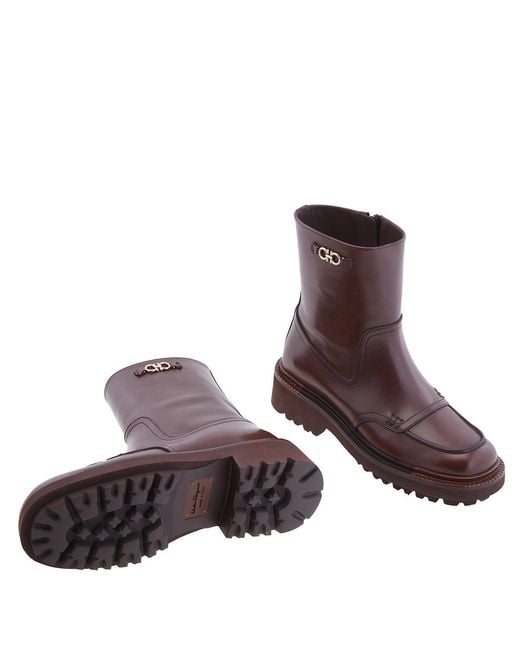 Ferragamo Brown Oreste Leather Bootie