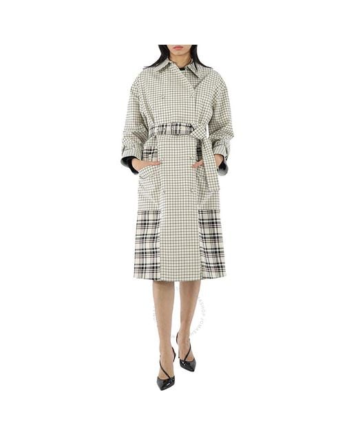 Proenza Schouler Gray Windowpane Plaid Belted Trench Coat