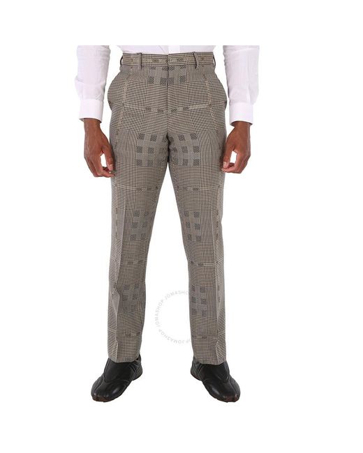Burberry Gray Houndstooth Check Plaid Tailored Trousers for men