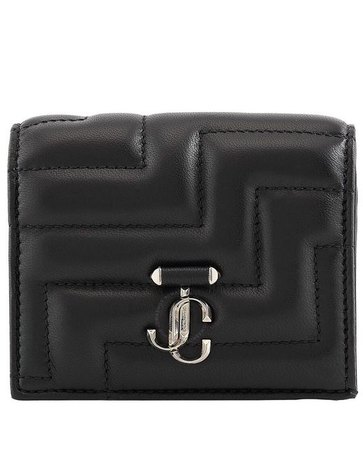Jimmy Choo Black Hanne Jc Emblem Leather Wallet