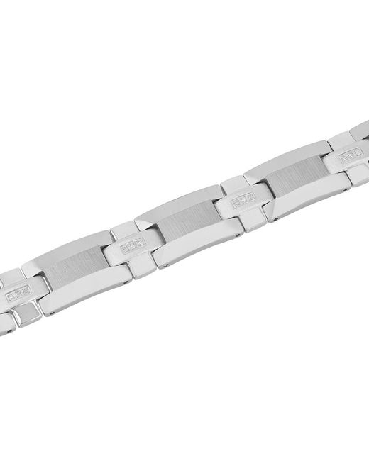 Robert Alton Metallic 1/8Ctw Diamond Tungsten High Polish Link Bracelet for men