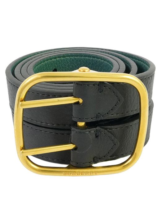 Burberry Metallic Lynton Dual Pronged Leather Belt