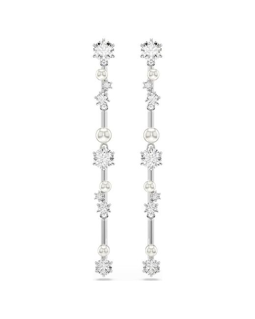 Swarovski White Constella Crystal Pearl Drop Earrings