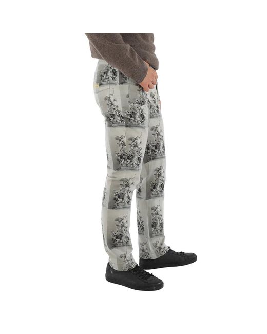 Acne Gray Digital Statue Print Cotton Twill Slim-fit Trousers for men