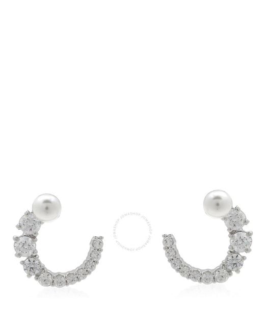 Swarovski Metallic Matrix Pierced Earrings Stud Circle Rhodium Shiny
