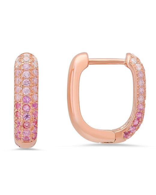 Kylie Harper White 14K Rose Over Sapphire Ombre Pave Cz Hoop Earrings