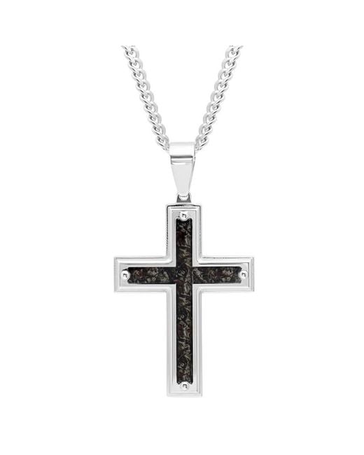 Robert Alton Metallic Stainless Steel Camo Inlay Cross Necklace for men