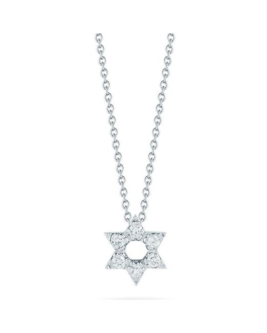 Roberto Coin Metallic 18k White Gold Tiny Treasures Diamond Star Of David Necklace