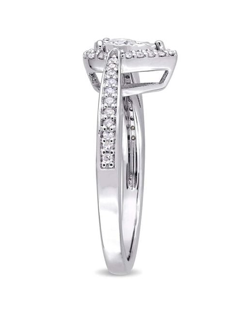 Amour Metallic 1/3 Ct Tw Diamond Teardrop Halo Ring