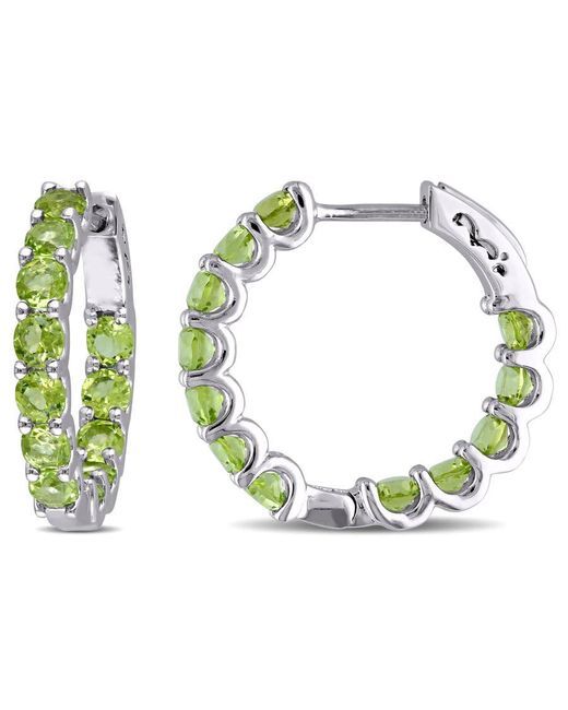 Amour Green 3 4/5 Ct Tgw Peridot Inside Outside Hoop Earrings for men