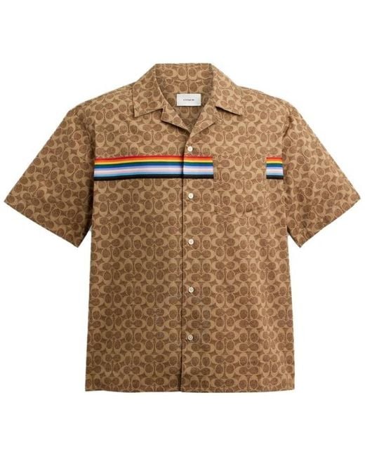 COACH Brown Signature Camp Shirt for men