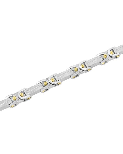 Robert Alton Metallic 1/4Ctw Diamond Stainless Steel & Finish Link Bracelet for men