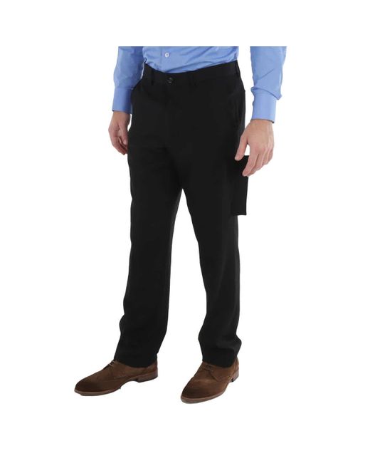 Burberry Black Grain De Poudre Wool Panel Detail Tailored Trousers for men
