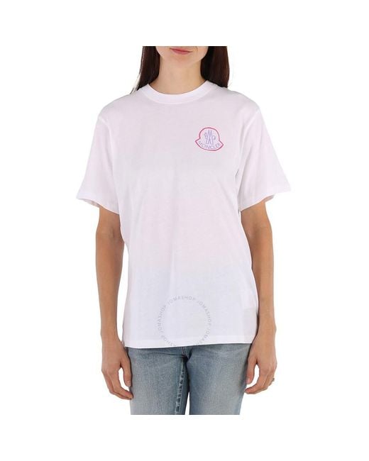 Moncler White Logo Patch Cotton T-shirt for men