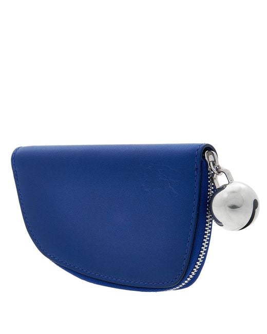Burberry Blue Zip-Around Leather Coin Pouch for men