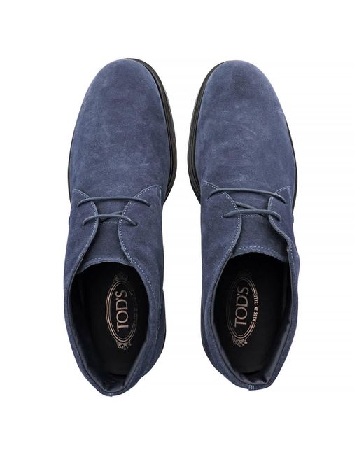 Tod's Blue Calf Suede Ankle Boots for men