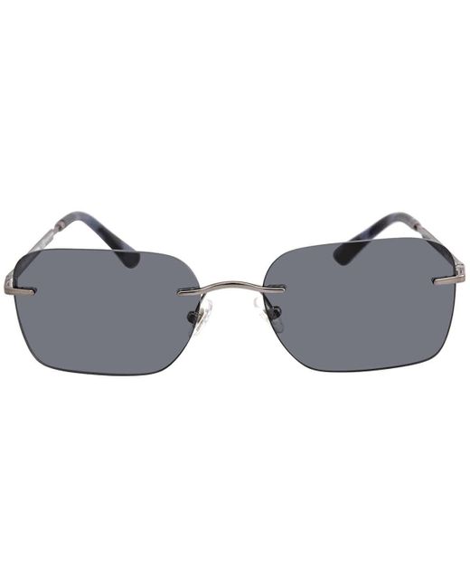 Brooks Brothers Gray Blue Rectangular Sunglasses for men