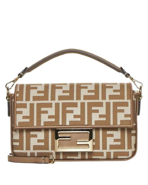 Fendi Metallic Baguette Ff Jacquard Chain Strap Bag