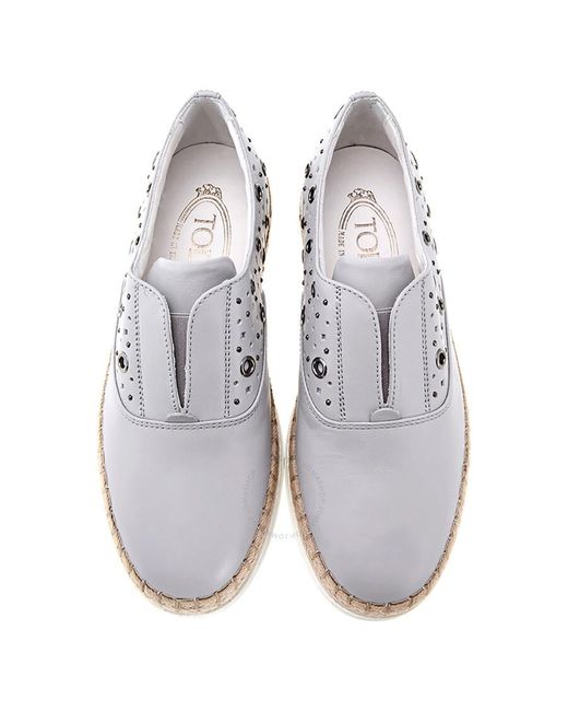Tod's White S Slip On Shoes Medium Cement