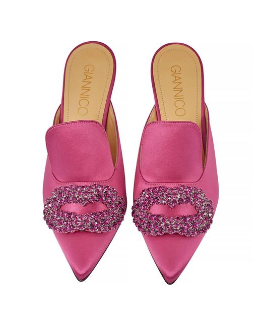 Giannico Pink Daphne 8 Leather Heel Mules
