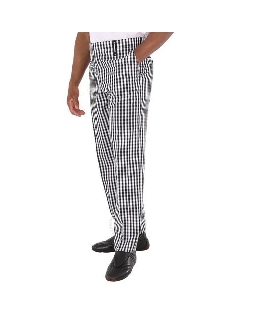 Burberry Black Gingham Technical Wool Wide-leg Tailored Trousers for men