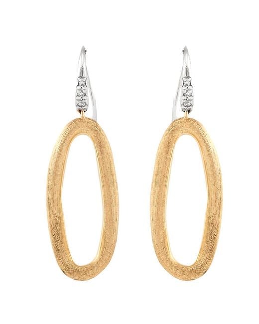 Marco Bicego Metallic Jaipur 18K Oval Link Diamond Hook Earrings