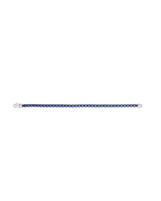 Tresorra Blue Sterling Enamel Box Link Bracelet