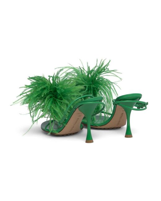 Bottega Veneta Green Feather Dot Sandals