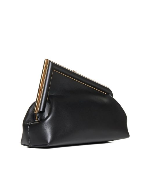 Fendi Black First Midi Nappa Leather Clutch