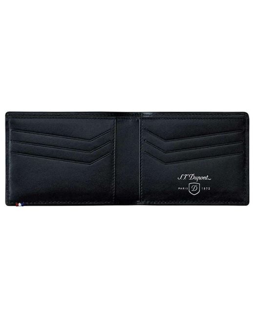 S T Dupont Black Defi Perforated 6 Card Leather Wallet for men