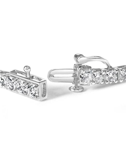 Haus of Brilliance Metallic 10K 6.00 Cttw Classic Natural Diamond Tennis Bracelet