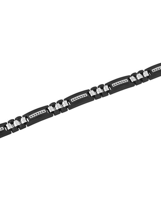 Robert Alton Black 1/4Ctw Diamond Stainless Steel Finish Bracelet for men