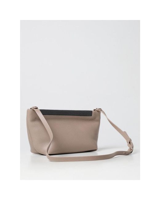 Brunello Cucinelli White Dune Leather Shoulder Bag