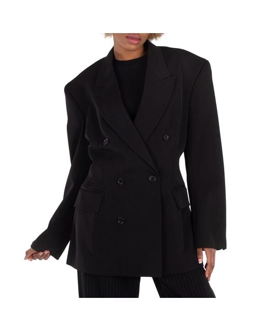Balenciaga Black Double-Breasted Cinched Wool Blazer, Brand Size 34 (Us