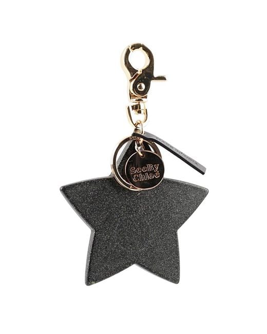 See By Chloé Black Joy Ride Star Key Ring