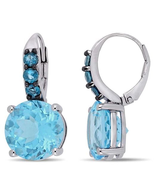 Amour Blue 15 1/4 Ct Tgw Sky Topaz And London Topaz Leverback Earrings
