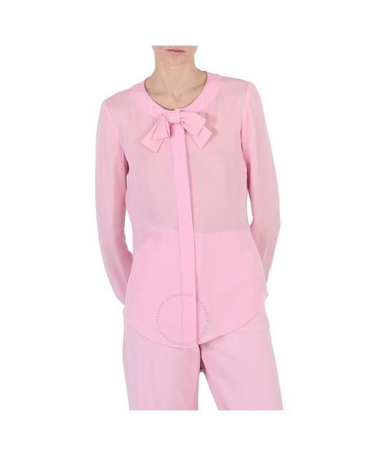Moschino Pink Bow Detail Long-sleeved Blouse