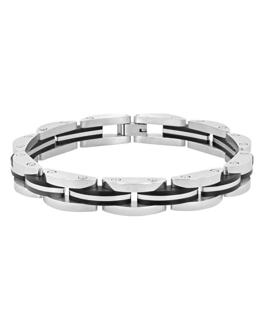 Robert Alton Metallic Stainless Steel With Finish Center Link Bracelet for men