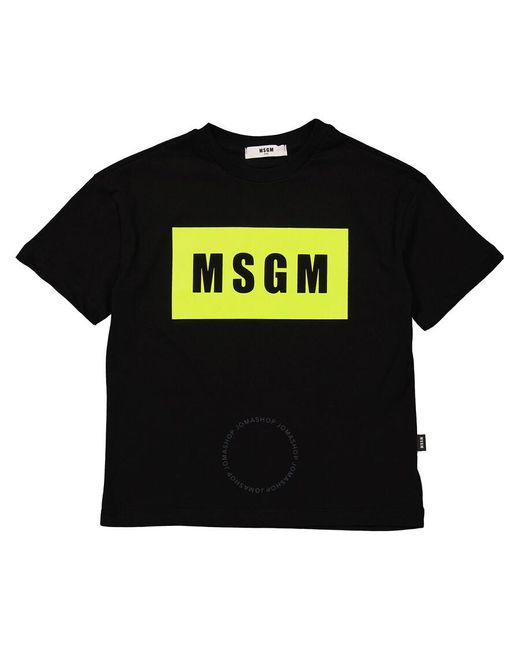 MSGM Black Boys Logo T-shirt